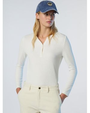 North Sails Henley-T-Shirt Aus Geripptem Jersey - Weiß