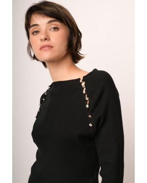 NUNA LIE Maglia Buchi Con Bottoni Taglia - Nero