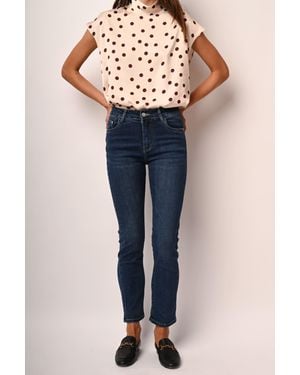 NUNA LIE Skinny Con Bottone Gioiello - Blu