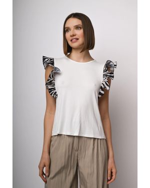 NUNA LIE Top Con Rouches A Stampa Zebrata - Neutro