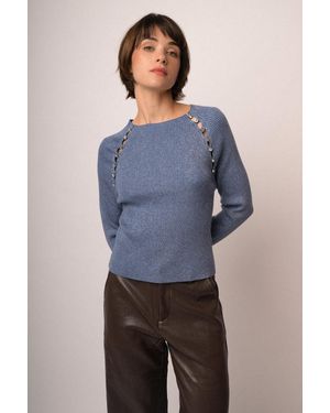 NUNA LIE Maglia Buchi Con Bottoni Lurex Taglia - Blu