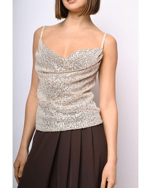 NUNA LIE Top Con Paillettes - Grigio