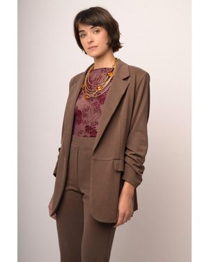 NUNA LIE Blazer Open Fit Cioccolato Con Maniche Arricciate Taglia - Marrone