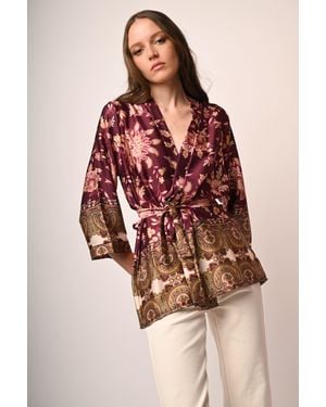NUNA LIE Giacca A Kimono Con Stampa Etnica - Rosso