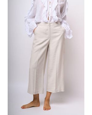 NUNA LIE Pantaloni Crop Misto Viscosa - Neutro