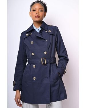 NUNA LIE Trench Doppiopetto Con Cintura - Blu