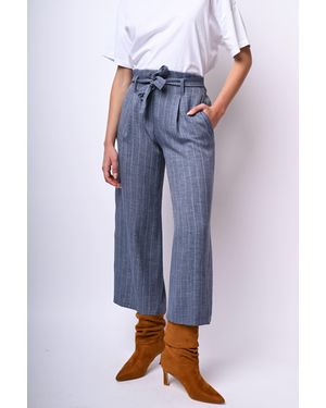NUNA LIE Pantaloni Crop A Stampa Gessata - Blu