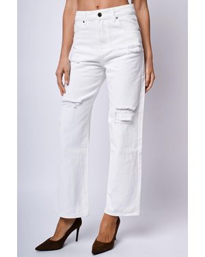 NUNA LIE Jeans Con Strappi - Bianco