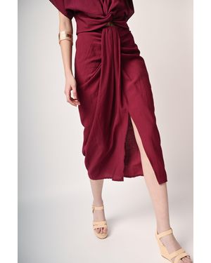 NUNA LIE Gonna Midi Con Nodo - Rosso