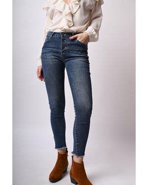 NUNA LIE Skinny Con Bottoni - Blu