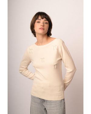 NUNA LIE Maglia Shiffer Con Fiocchi Perline Taglia - Neutro