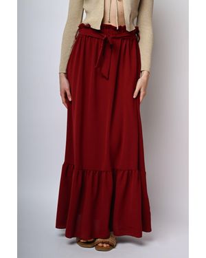 NUNA LIE Gonna Lunga Con Cintura - Rosso
