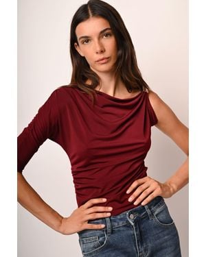 NUNA LIE Top Asimmetrico Con Decorazione Gioiello - Rosso