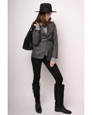 NUNA LIE Blazer Morbido Grigio Mélange Con Pattine Taglia - Nero