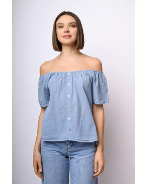 NUNA LIE Top Con Bottoni E Spalle Scoperte - Blu