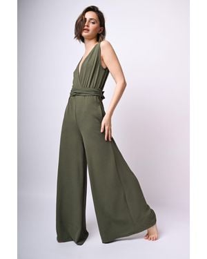 NUNA LIE Tuta Con Scollo Incrociato E Cintura - Verde
