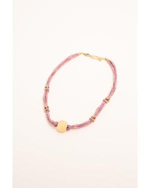 NUNA LIE Collana Con Tessuto E Sfera Taglia - Rosa