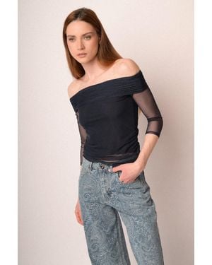 NUNA LIE Top A Doppio Strato - Blu