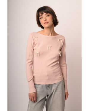 NUNA LIE Maglia Shiffer Con Fiocchi Perline Taglia - Neutro