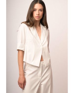 NUNA LIE Blazer A Maniche Corte Misto Cotone Taglia - Neutro