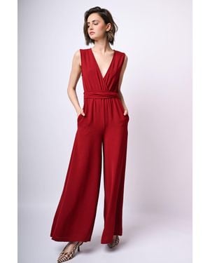 NUNA LIE Tuta Con Scollo Incrociato E Cintura - Rosso