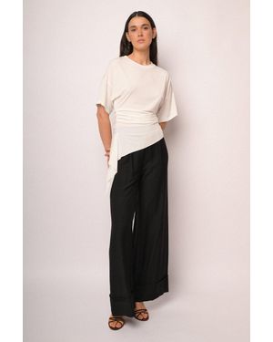 NUNA LIE Pantaloni Palazzo Neri Con Risvolto Taglia - Nero