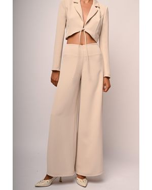 NUNA LIE Pantaloni Palazzo Con Zip - Neutro
