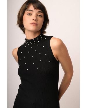 NUNA LIE Maglia Smanicata Con Strass Taglia - Nero