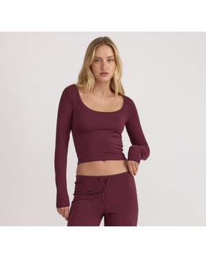 Organic Basics Everyday Scoop Neck Long Sleeve Tee - Red