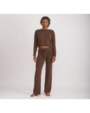 Organic Basics True Knit Wide Leg Pants - Brown