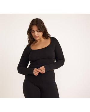 Organic Basics Everyday Scoop Neck Long Sleeve Tee - Black