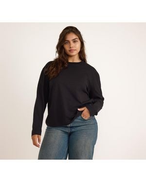Organic Basics True Heavy Boxy Long Sleeve Tee - Black