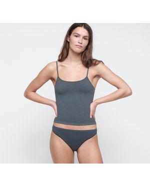 Organic Basics Seamless Waffle Thong - Gray