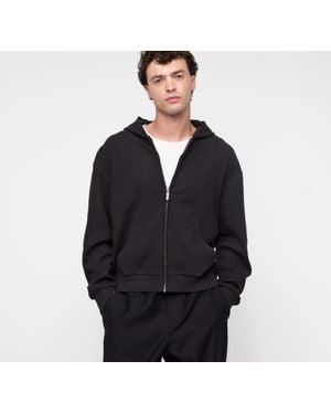 Organic Basics Waffle Zip Hoodie - Blue