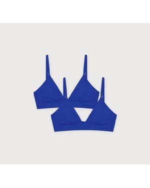 Organic Basics Core Rib Triangle Bralette 2-Pack - Blue