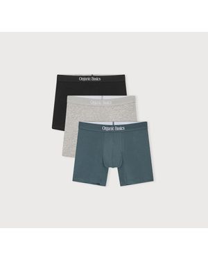 Organic Basics Core Easy Fit Boxer Briefs 3-Pack Melange Thunder - Blue