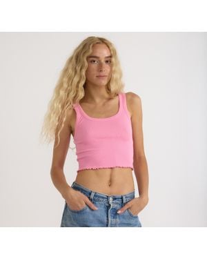 Organic Basics Core Rib Crop Tank Top - Red