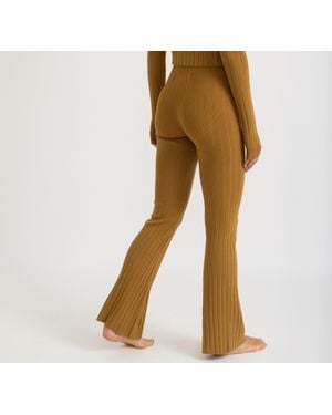 Organic Basics Soft Knit Rib High-Rise Flare Pants - Brown