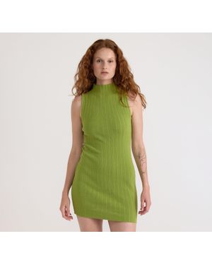 Organic Basics Soft Knit Rib Mock Neck Dress - Green
