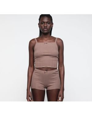Organic Basics Pointelle Shorts - Brown