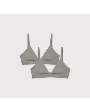 Organic Basics Core Rib Triangle Bralette 2-Pack - Gray