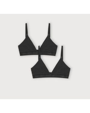 Organic Basics Core Rib Triangle Bralette 2-Pack - Black