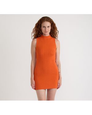 Organic Basics Soft Knit Rib Mock Neck Dress - Orange