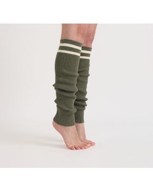 Organic Basics Soft Knit Rib Leg Warmer Thyme Soft Vanilla - Green