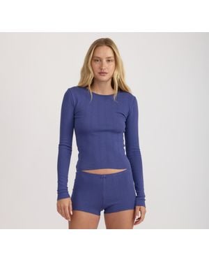 Organic Basics Pointelle Shorts - Blue