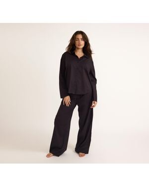 Organic Basics Core Sleep Poplin Pants - Blue