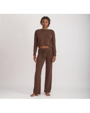 Organic Basics True Knit Wide Leg Pants - Brown