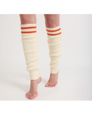 Organic Basics Soft Knit Rib Leg Warmer Soft Vanilla Tangerine - Red