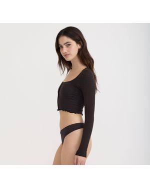 Organic Basics Pointelle Thong - Black