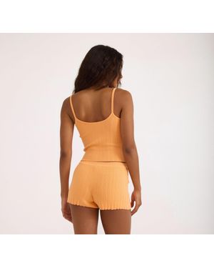 Organic Basics Soft Knit Rib Shorts - Orange